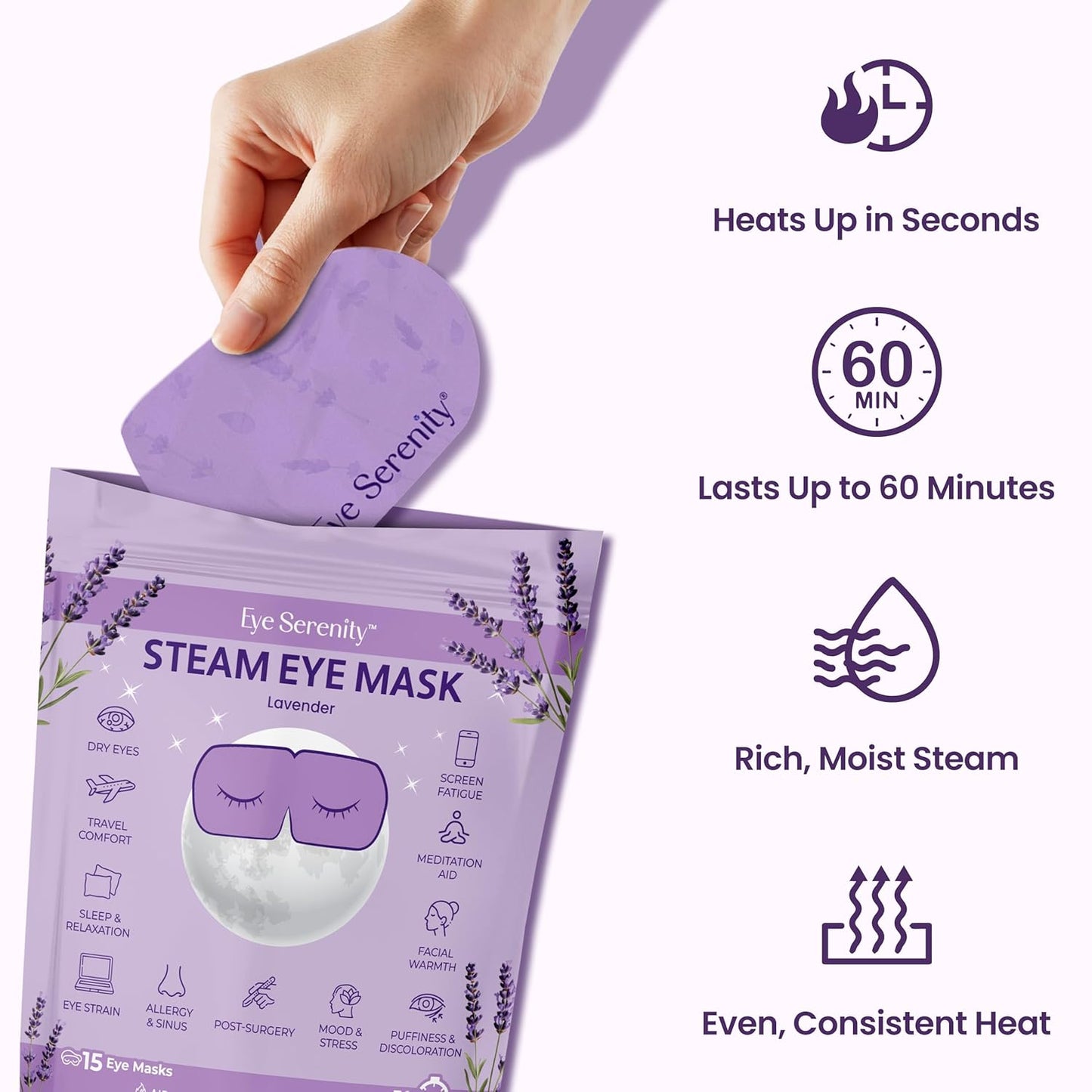Lure Essentials Compresa cálida autocalentable para ojos secos, más...