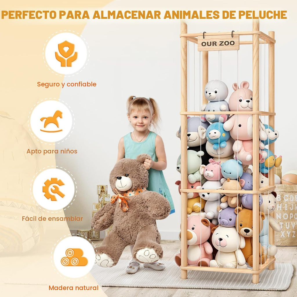 Woodure Almacenamiento y Organizador de Animales de Peluche, Soport...