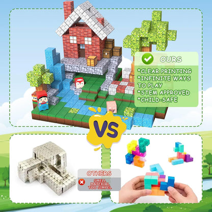Bloques de construcción magnéticos para niños - 150 piezas cubos ma...