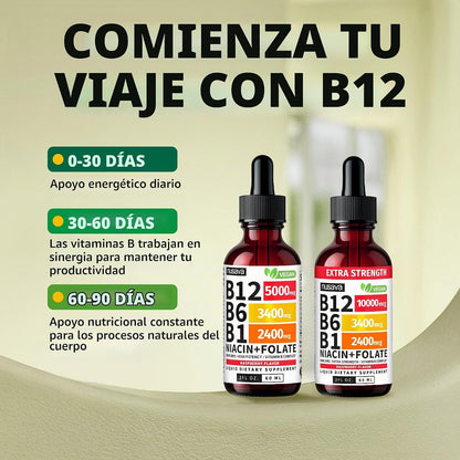 Paquete de 4 gotas líquidas de vitamina B12 y B6, complejo de vitam...