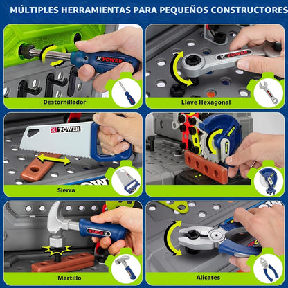 Juego de banco de herramientas para niños con taladro eléctrico y h...