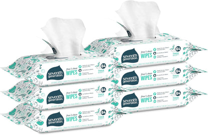 Seventh Generation Toallitas para bebé, recambio libre y transparente con sello de cinta, 384 unidades