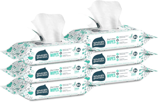 Seventh Generation Toallitas para bebé, recambio libre y transparente con sello de cinta, 384 unidades