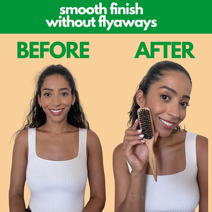 GranNaturals Cepillo de Cabello con Cerdas de Jabalí para Peinado Hacia Atrás para Cola de Caballo Elegante, Moño y Alisado de Cabello de Bebé, Cabellos Sueltos, Control de Bordes - Cepillo de Cardado