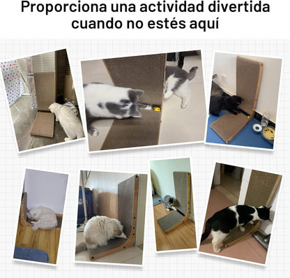 FUKUMARU Rascador para gatos, 18.7 pulgadas en forma de L, almohadi...