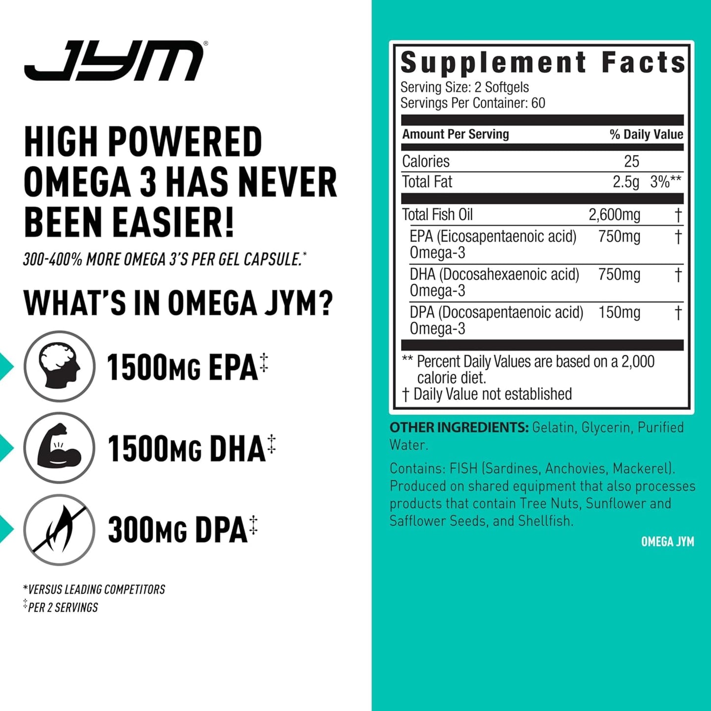 JYM Supplement Science Aceite de Pescado Omega JYM 2800mg, Omega 3...