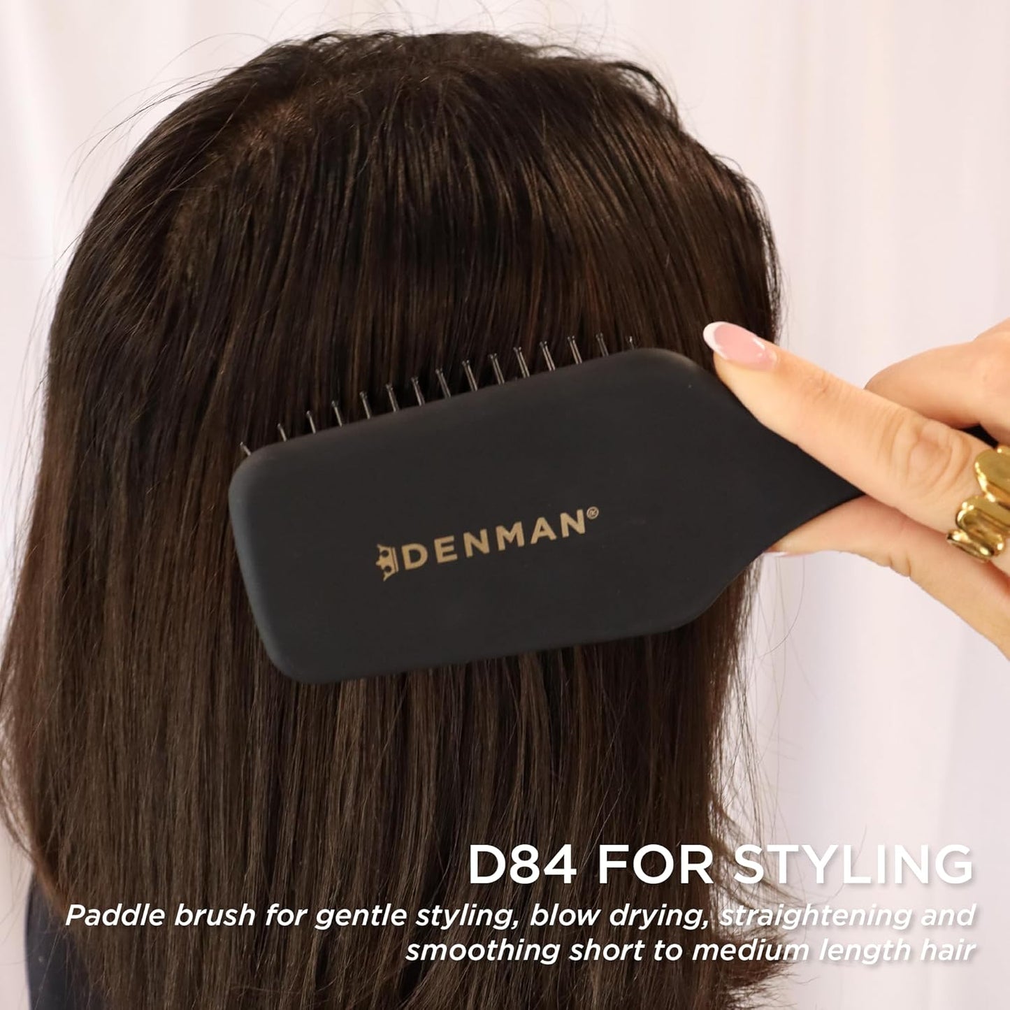 Denman Mini cepillo de pelo con cojín de paleta para secar con soplado, desenredar y viajar sobre la marcha, estilo cómodo, alisado y alisado, para mujeres y hombres, D84
