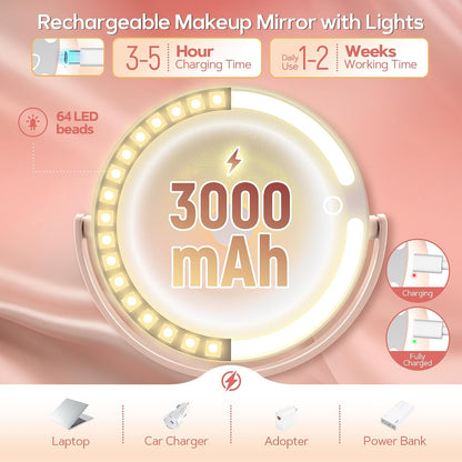 B Beauty Planet Espejo de maquillaje con luces, espejo de aumento i...