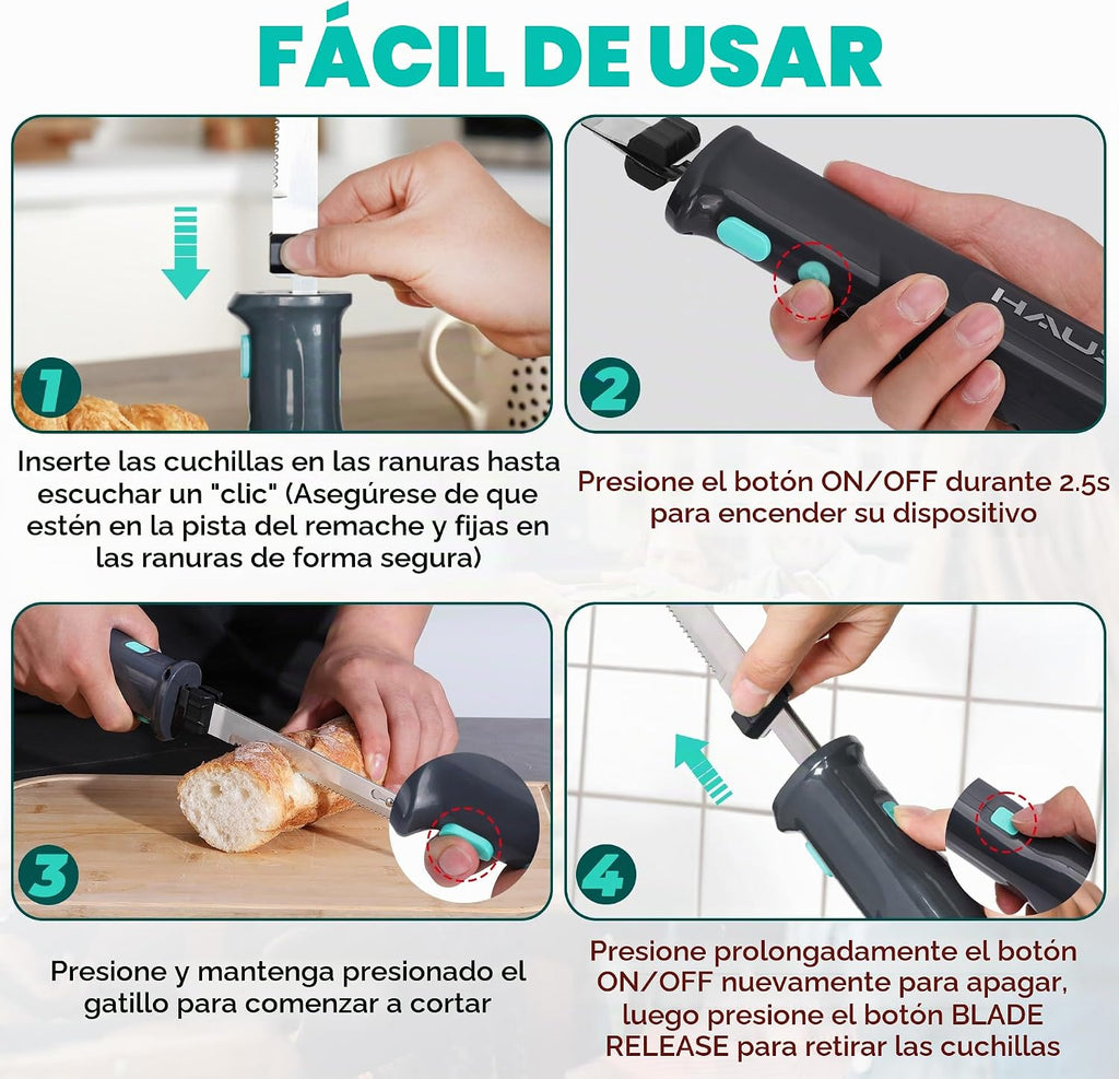 HAUSHOF Juego de cuchillos eléctricos inalámbricos con estuche de |...