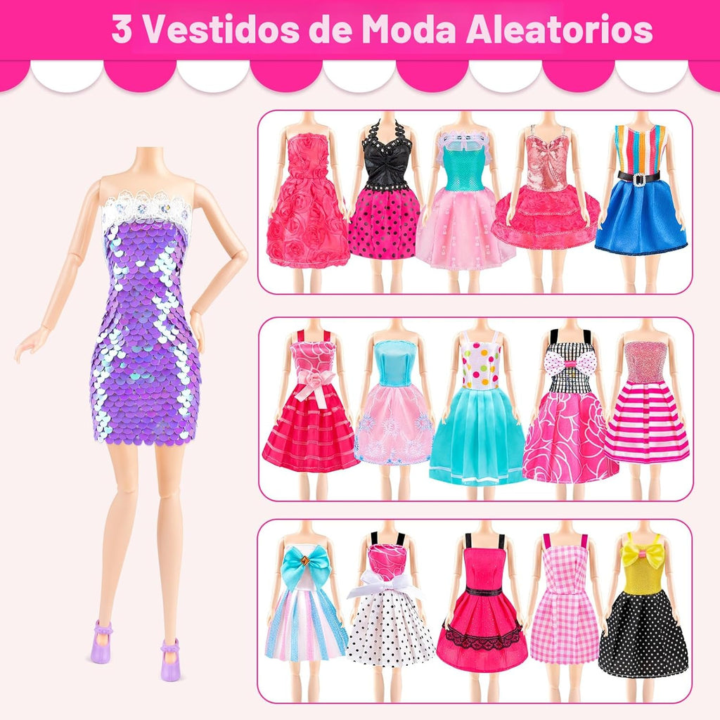 110 piezas de ropa y accesorios para muñecas y juguetes de vestir p...
