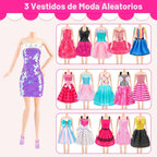 110 piezas de ropa y accesorios para muñecas y juguetes de vestir p...