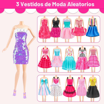 110 piezas de ropa y accesorios para muñecas y juguetes de vestir p...