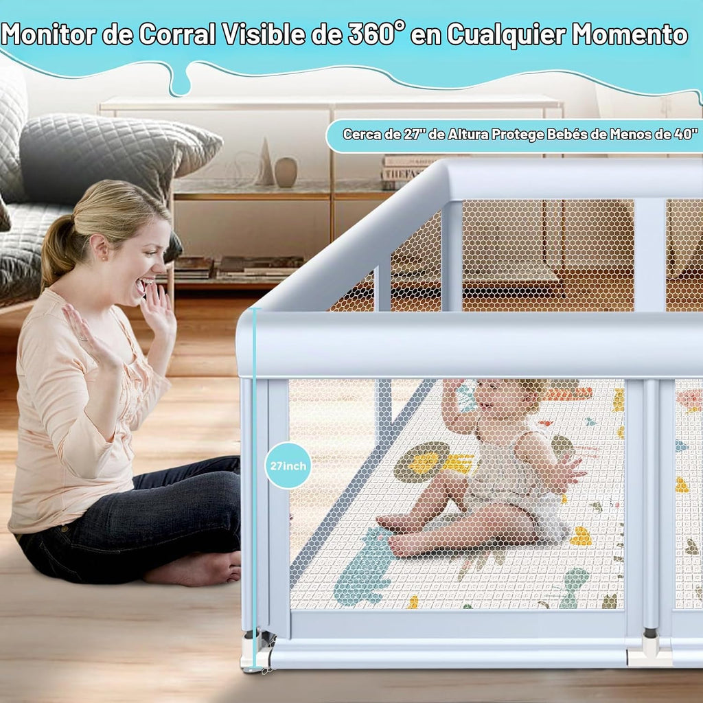 Fshibila corralito grande para bebés de 65" × 50", corralit...