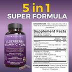 Viva Naturals Saúco con vitamina C y zinc para adultos - 5 en 1 Cáp...