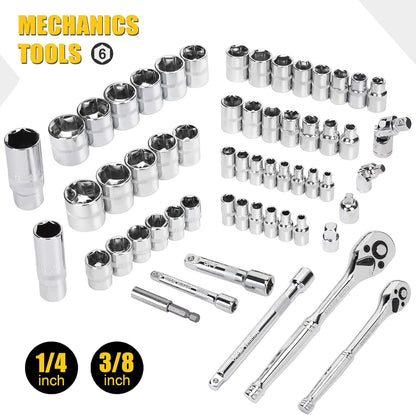 TOPLINE Juego de herramientas para el hogar de 467 piezas para mecánicos, bolsa de herramientas de 16 pulgadas con kit de herramientas para el hogar de alta resistencia incluido, juegos de