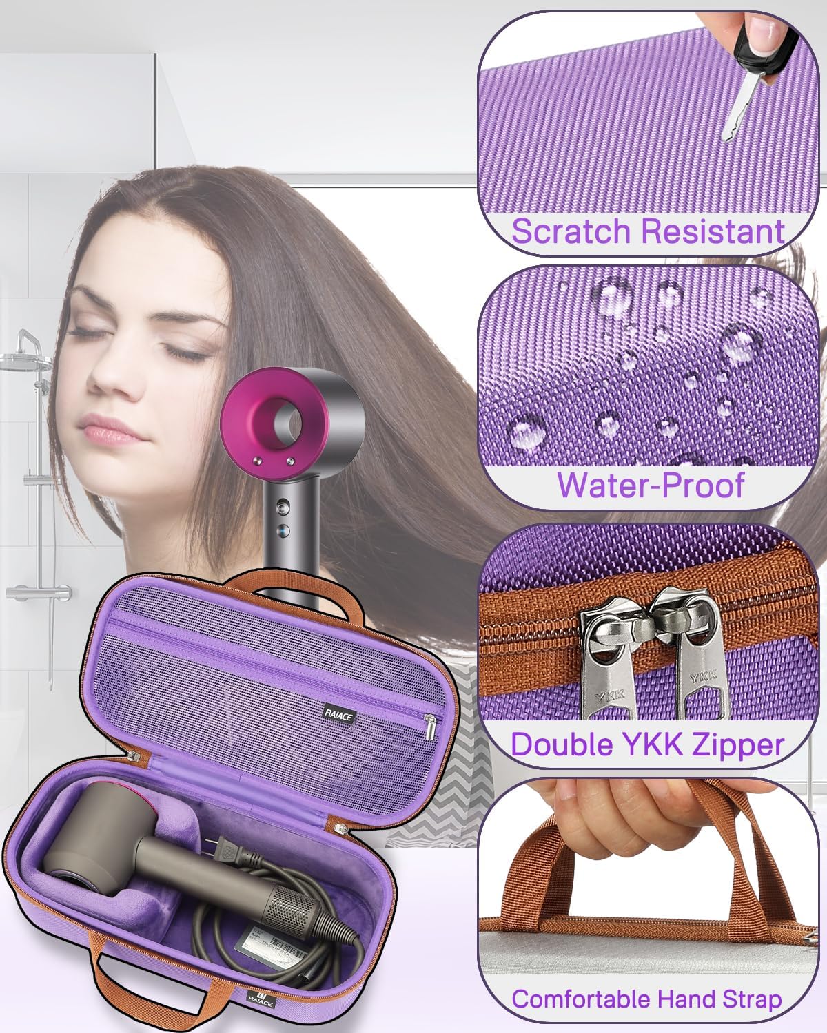 Estuche rígido de almacenamiento RAIACE Compatible con secador de p...