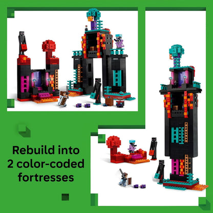 LEGO Minecraft The Enderman Tower - Juguete de construcción para niños y niñas - Set de construcción de videojuegos para niños, edades 9+ - 2 juguetes en 1 para juego imaginativo jugador contra