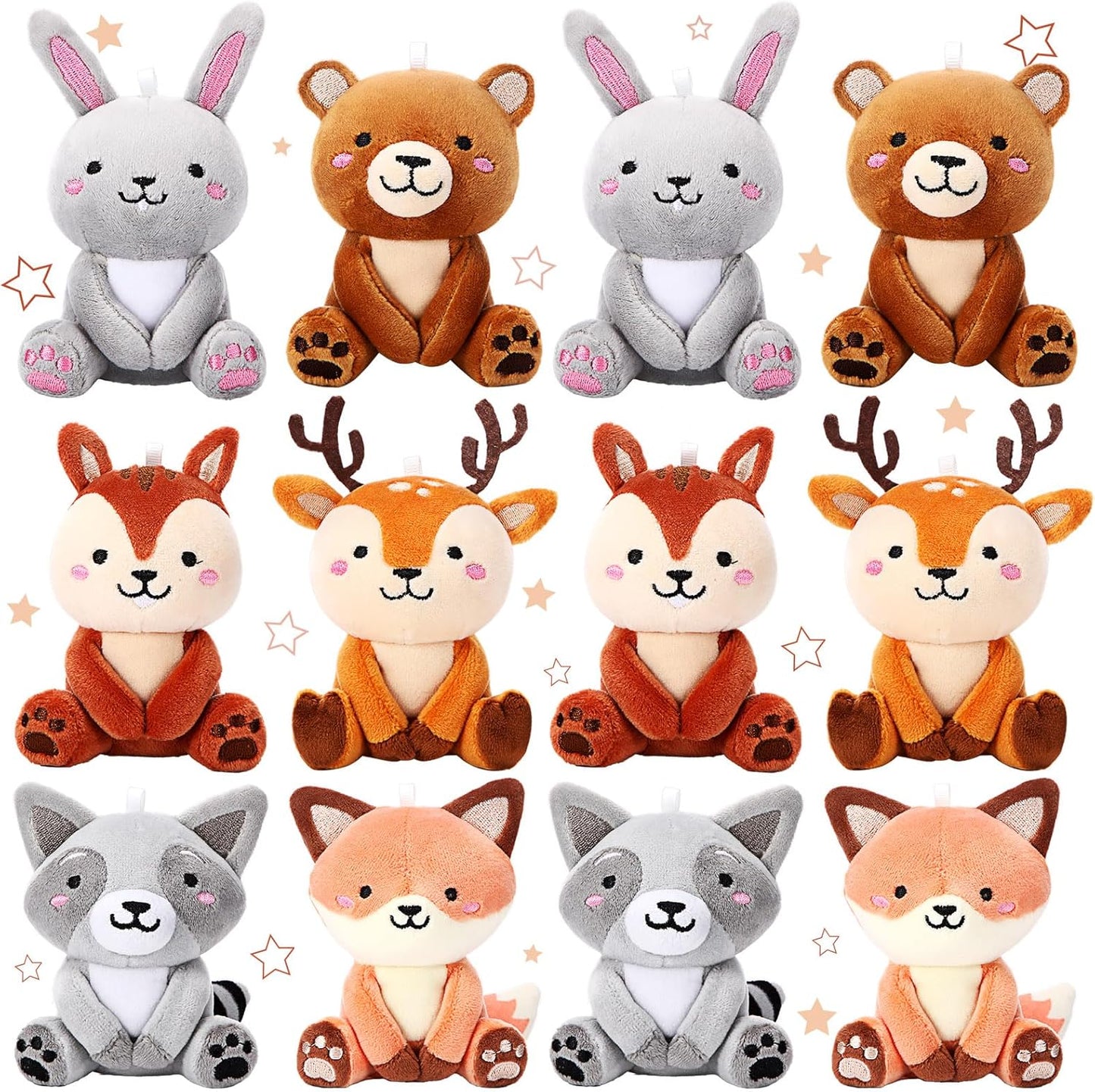 Suilung 12 piezas de mini animales de peluche del bosque a granel d...