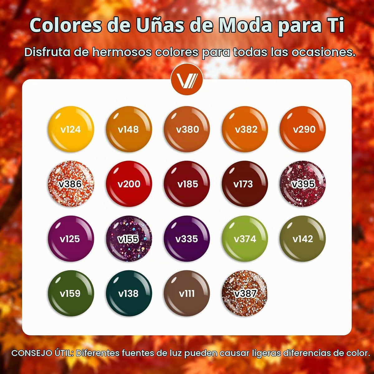 VANREESA Juego de 24 esmaltes de uñas de gel de otoño con capa base...