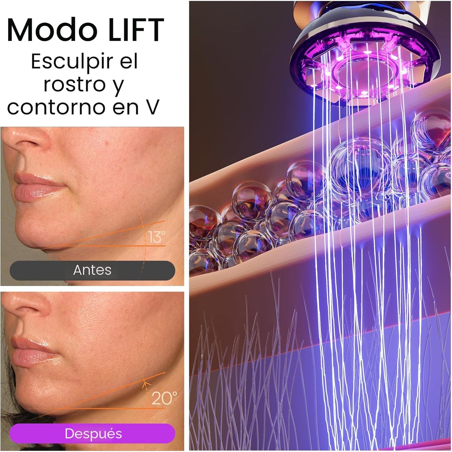 INIA Terapia de luz roja 3 en 1 para cara y cuello, dispositivo de...