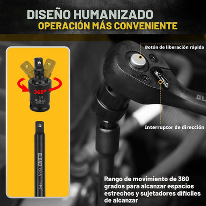 ELEAD Juego de llaves de impacto de transmisión de 1\/4 pulgadas, 5...