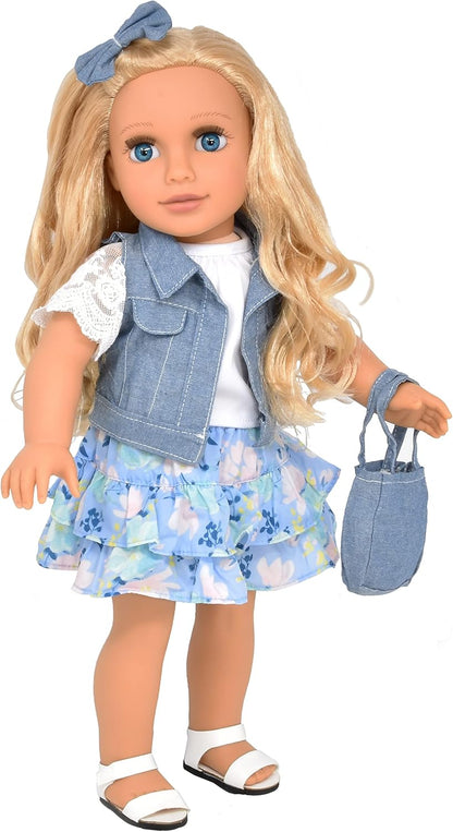 Gift Boutique Muñeca de niña de 18 pulgadas, muñeca de moda con cab...