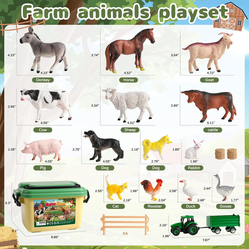 23 juguetes de animales de granja con figuras de animales para niños