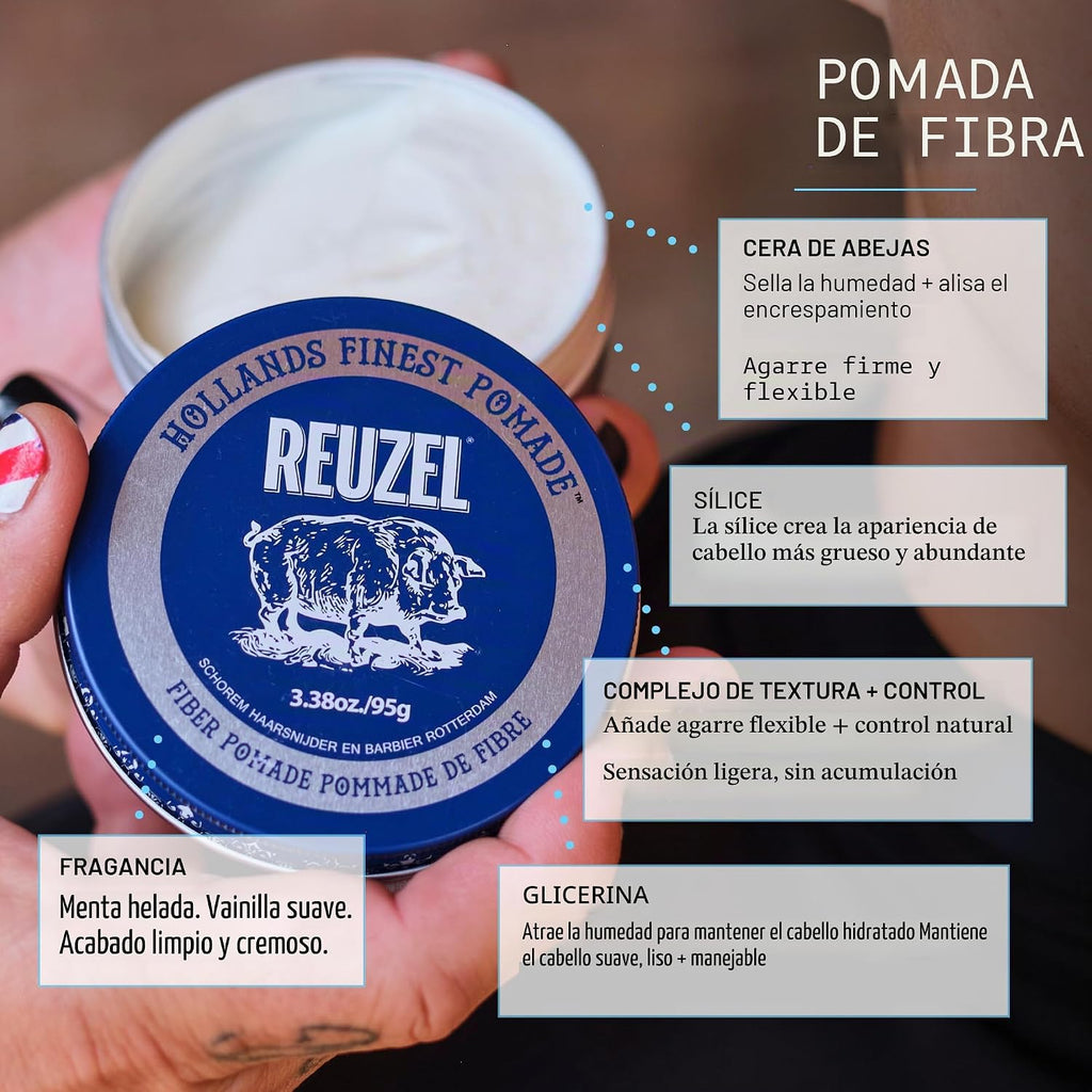 REUZEL Pomada de fibra, firme y flexible durante todo el día, estil...
