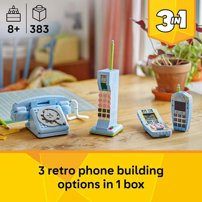LEGO Creator 31174 - Teléfono retro 3 en 1 para niños, decoración del hogar para dormitorio o habitación de los niños, juguete de construcción y juego de aprendizaje para niñas y niños, a partir de 8