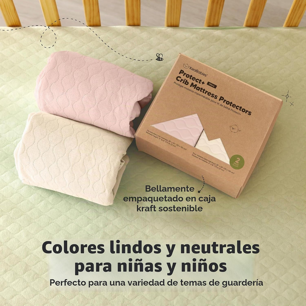 Paquete de 2 fundas protectoras de colchón impermeables para cuna,...