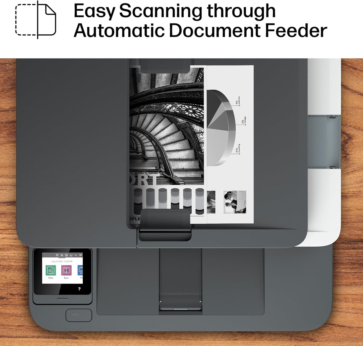 HP LaserJet Pro MFP 3101fdw Impresora láser inalámbrica en blanco y negro todo en uno, escáner, fotocopiadora, fax, ideal para la oficina (3G628F)