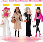 iBayda Paquete de 4 muñecas de juguete americano de moda de 11.5 pu...