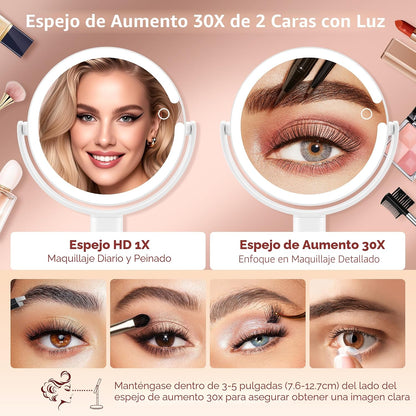 B Beauty Planet Espejo de maquillaje con luces, espejo de aumento i...