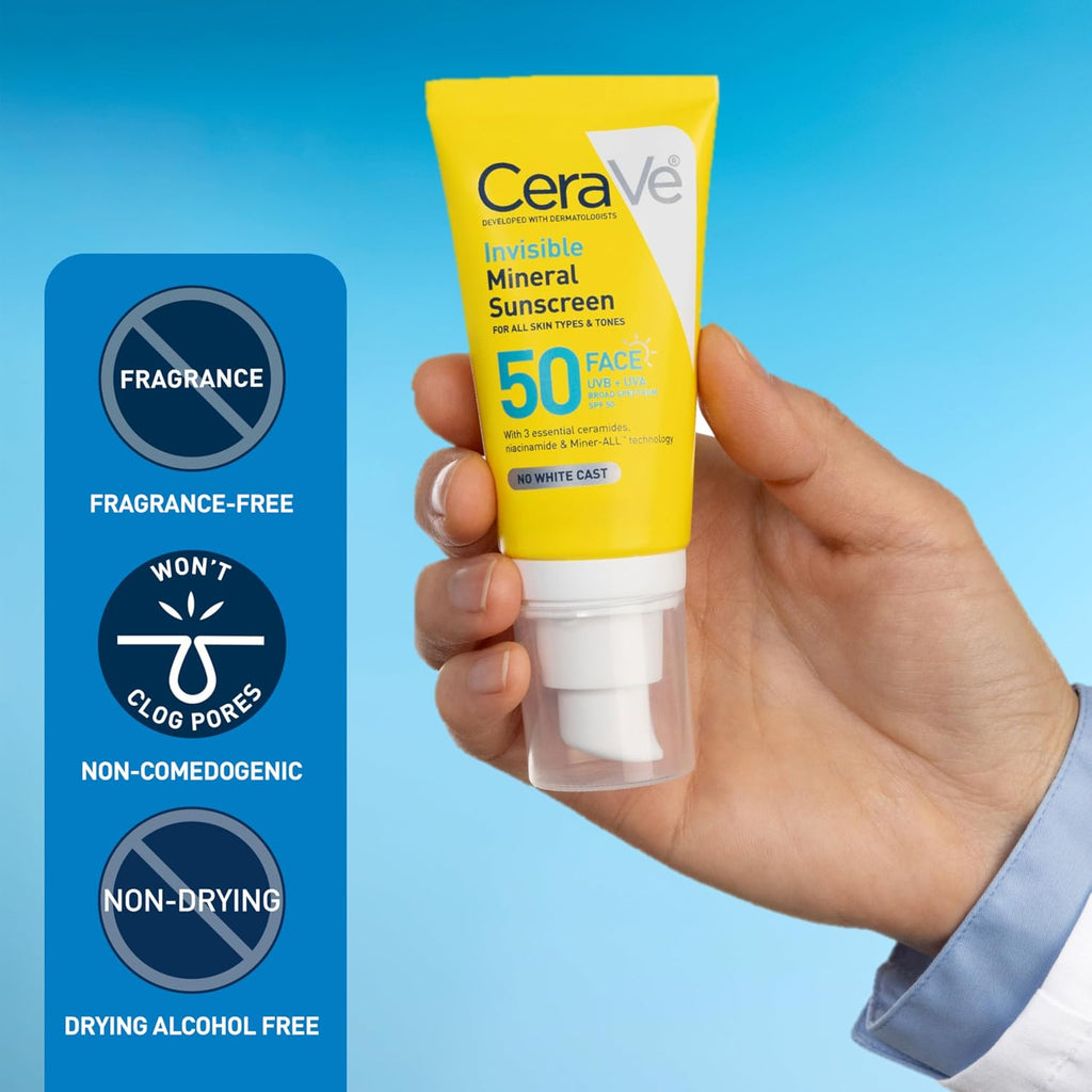 CeraVe - Protector solar mineral invisible SPF 50, protector solar...