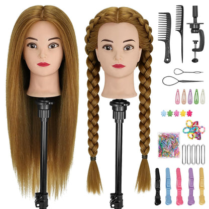 Cabeza de maniquí con 90% cabello humano, cabeza de muñeca de pelo...