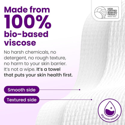 Clean Skin Club Healthy Aging Clean Towels® XL, suaviza las líneas finas, arrugas y textura en 6 semanas, tratadas para mayor suavidad, toallas faciales desechables, removedor de maquillaje