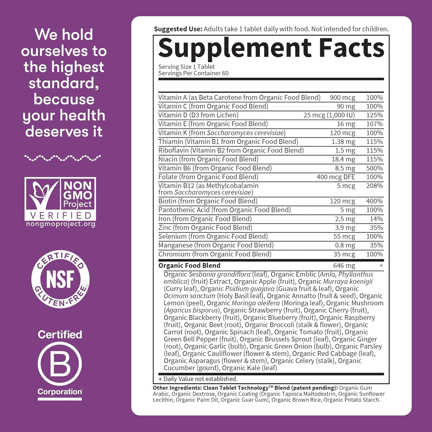 Suplemento multivitamínico orgánico Garden of Life, para mujer, tab...