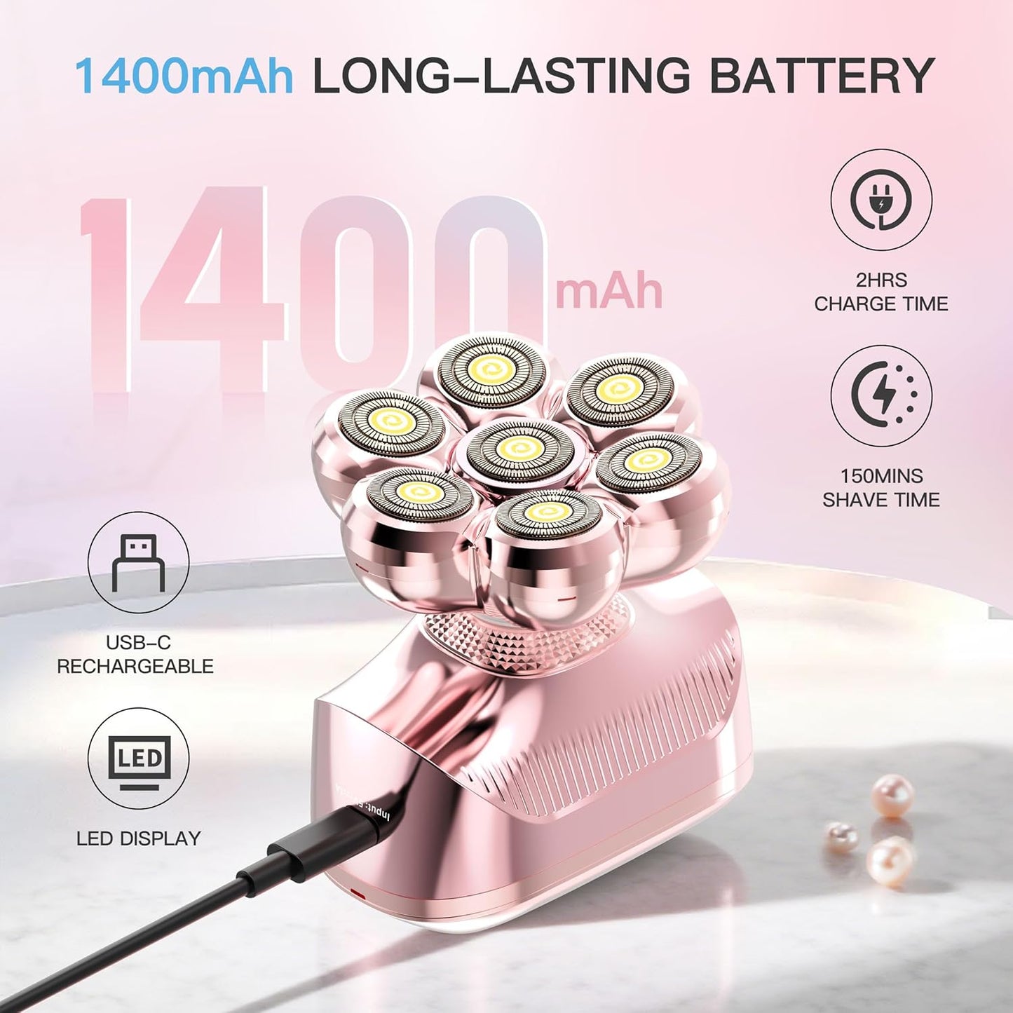 HEBECA Afeitadora eléctrica 7D para mujer, maquinilla de afeitar el...