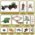 Peagprav Juego de juguetes de tractor de granja, empacadora redonda...