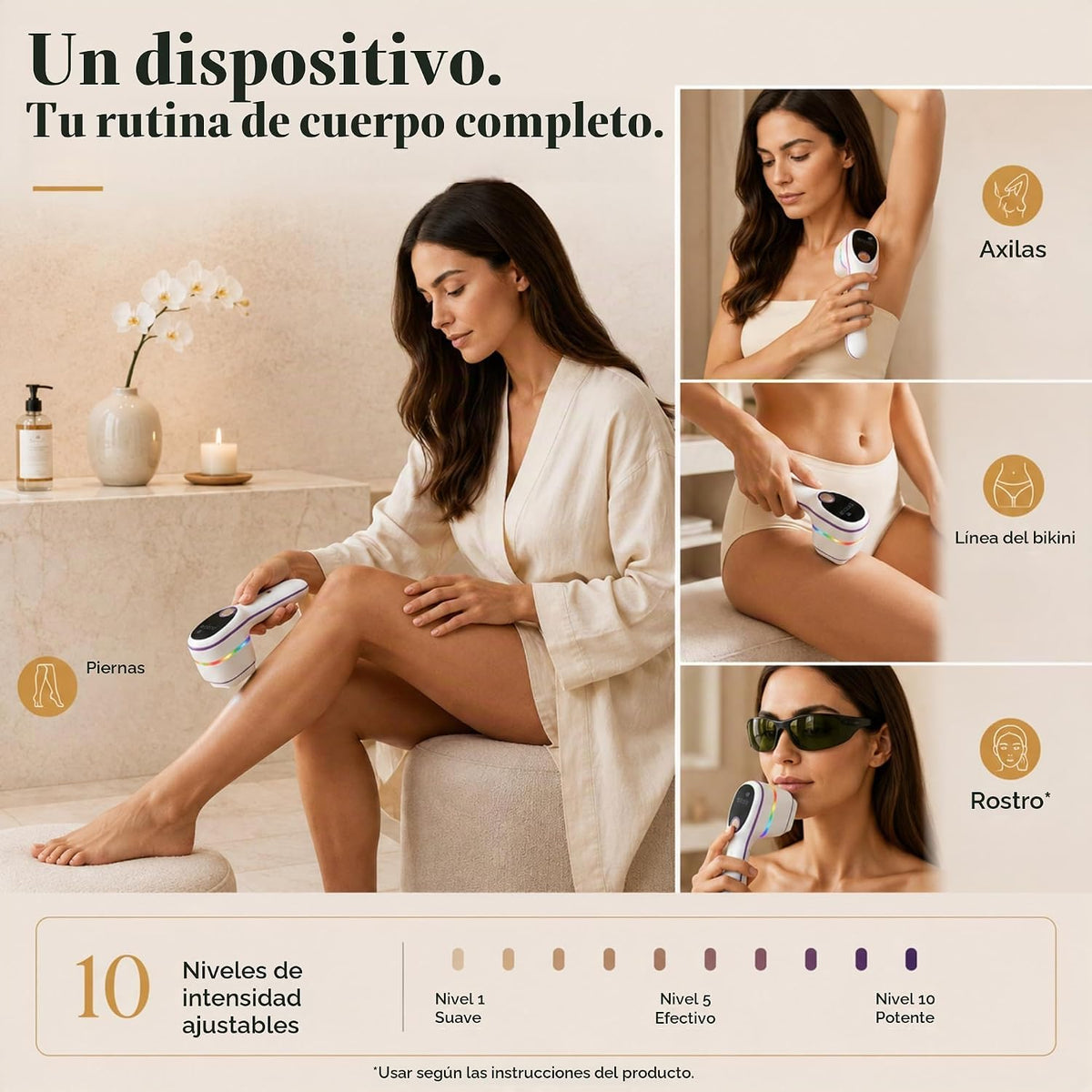 Skin Aurea Dispositivo de depilación láser IPL inalámbrico para muj...