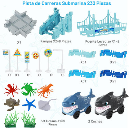 Juguetes de autos de carreras para niños, crea un camino de carrera...