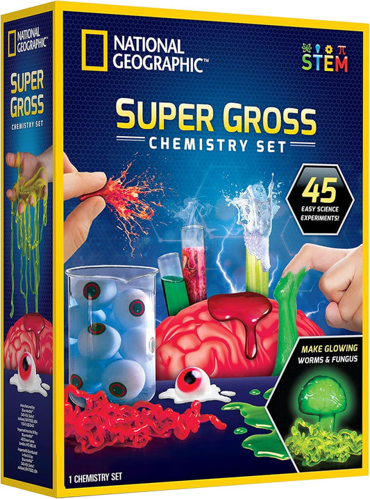 NATIONAL GEOGRAPHIC - Laboratorio de ciencia asquerosa: 15 experimentos científicos asquerosos para niños, disecciona un cerebro, revienta glóbulos sanguíneos y mucho más, gran kit de ciencias STEM para los niños que aman los experimentos científicos asqu
