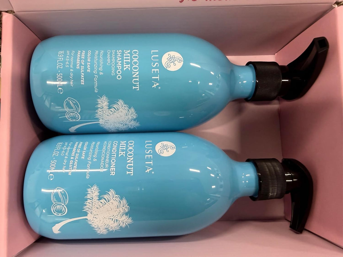 L LUSETA Champú y acondicionador de leche de coco, nutritivo e hidr...