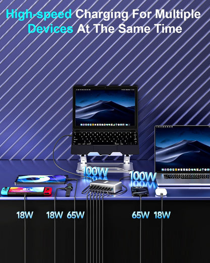 Bloque de cargador rápido USB C GAN de 440 W, estación de carga de...