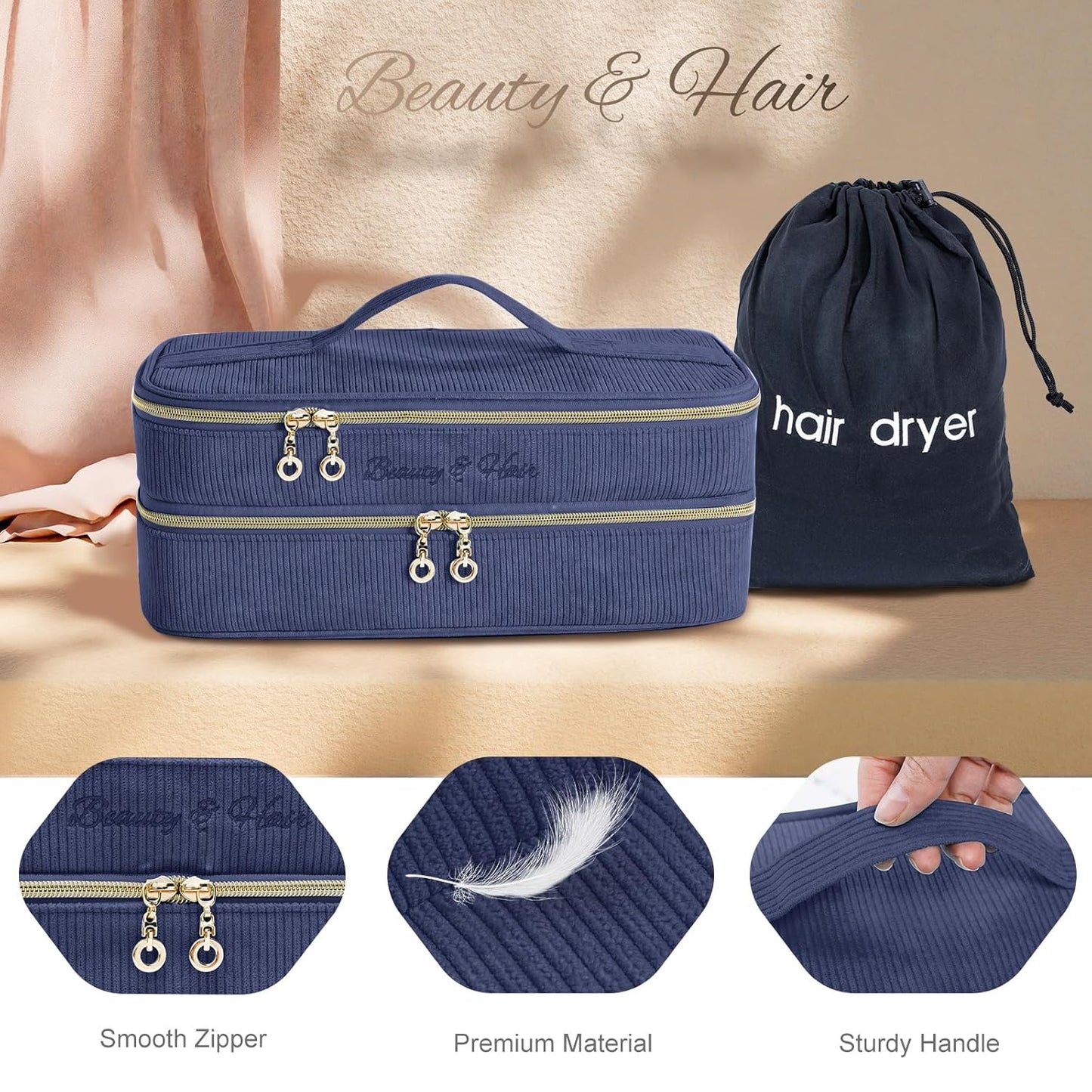 ELCUPA Estuche de viaje para herramientas de cabello de doble capa...