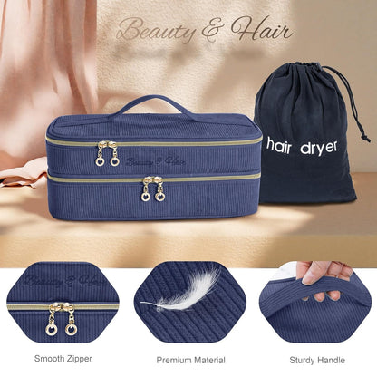 ELCUPA Estuche de viaje para herramientas de cabello de doble capa...