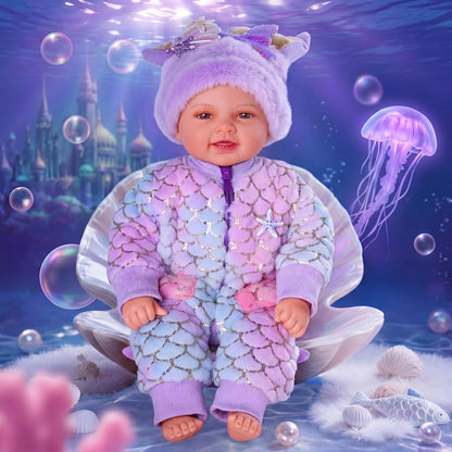 BABESIDE Muñeca de sirena para niña, 17 pulgadas, suave, realista,...