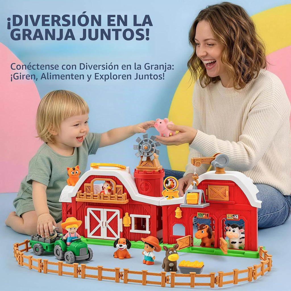 All-en-One Farm Barn Toy Set,Pretend Play Gift para Boys Girls 2 3 Years Old