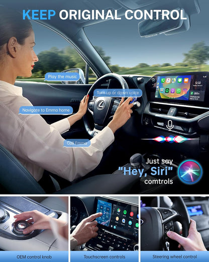 Jemluse Adaptador CarPlay inalámbrico para Apple iPhone: conexión f...