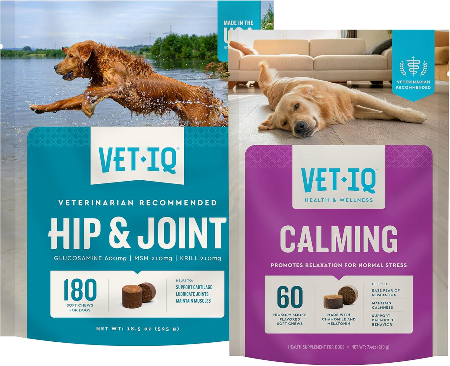 VetIQ Suplemento de glucosamina para cadera y articulaciones para p...